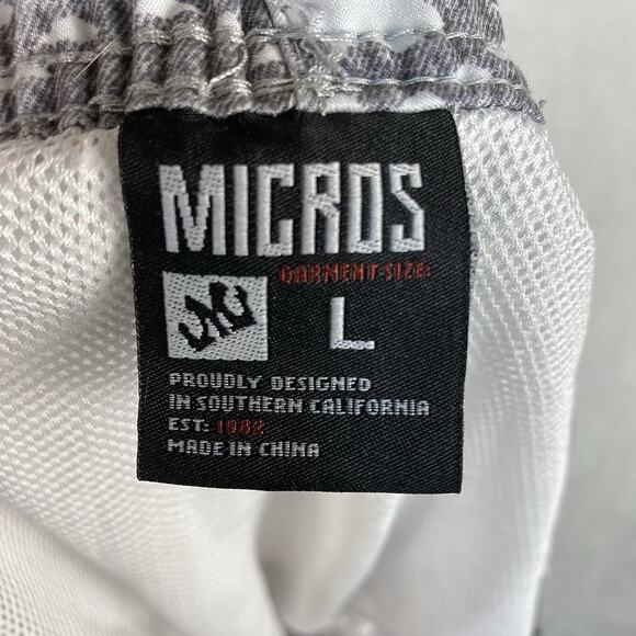 Micros Mens L White Gray Aztec Geometric Palms Swim Trunks Board Surf Shorts - Picture 7 of 11